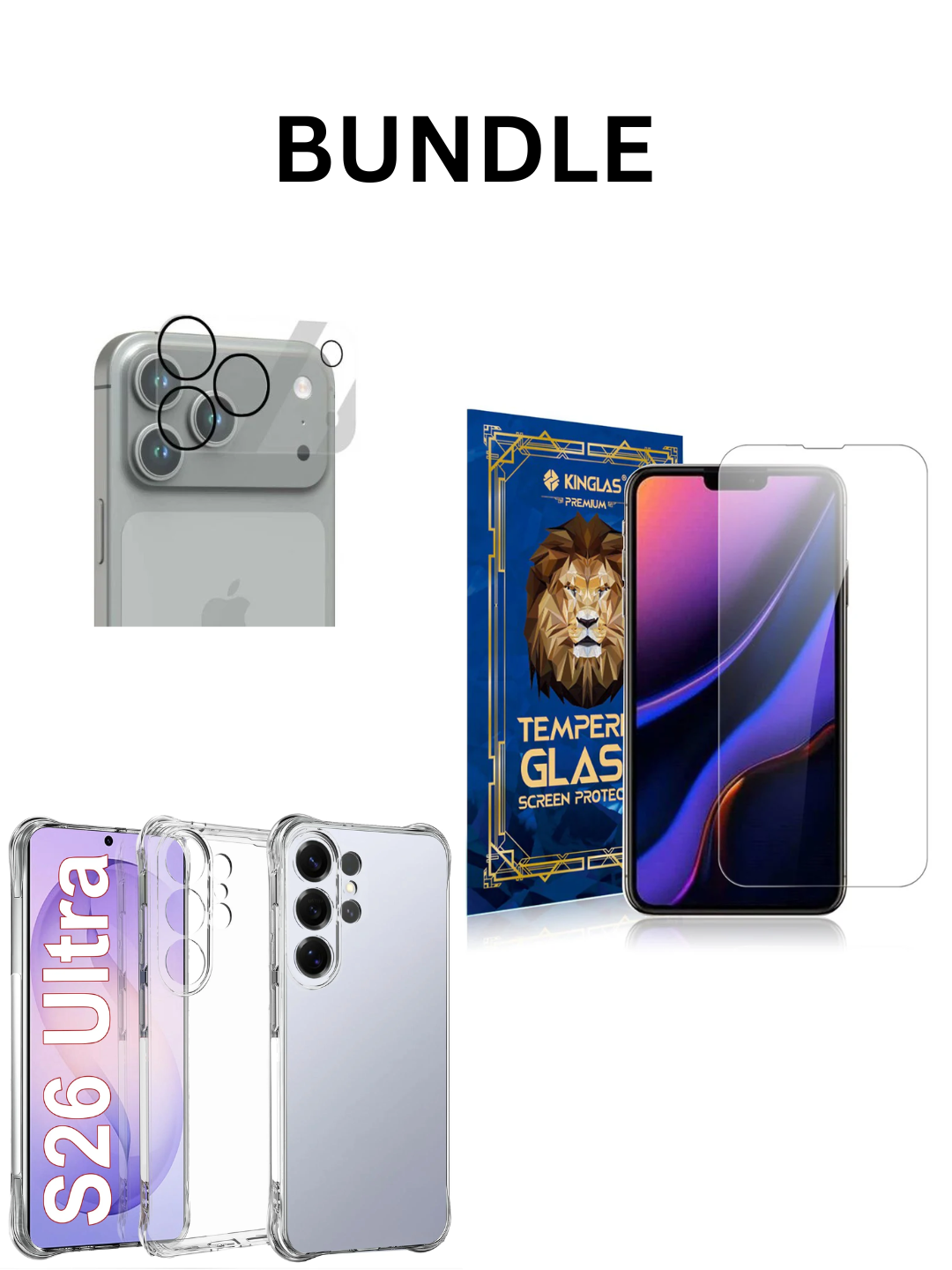 Bundle - Case, Screen Protector, Lens Protector